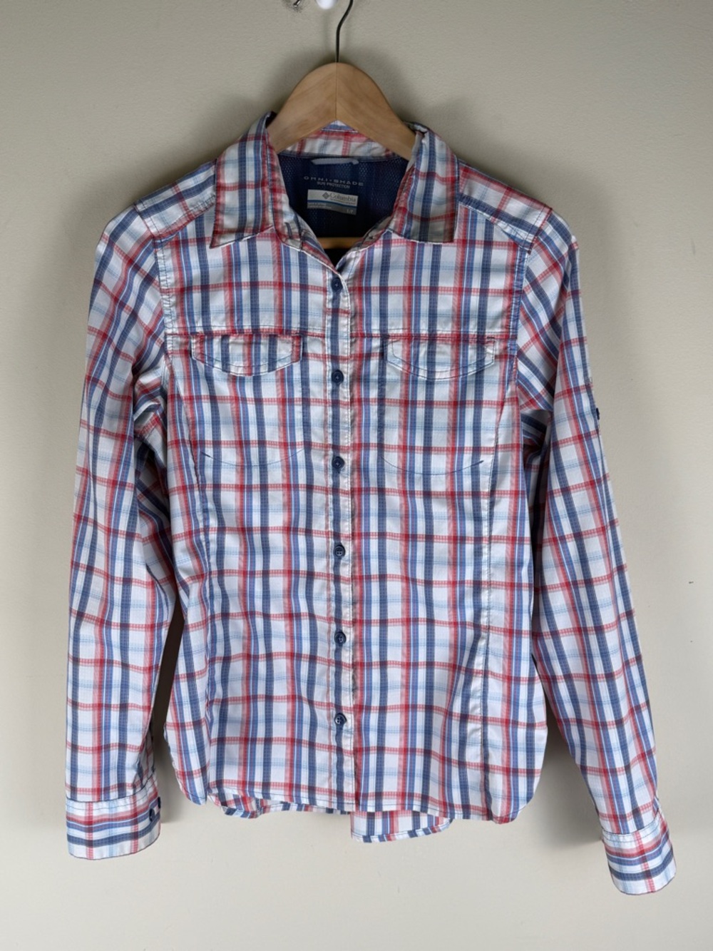 Columbia PFG Women's Omni-Shade Shirt Size S/P Plaid Fishing Hiking Button Top